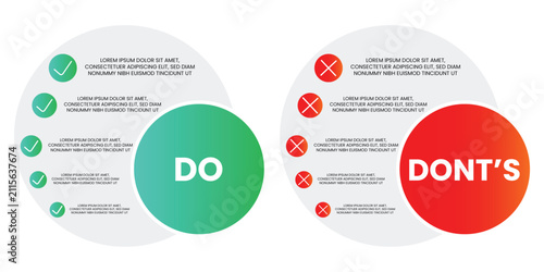 Canvas Print Do and Don't Checklist Comparison Infographic with Circular Green and Red Elemen