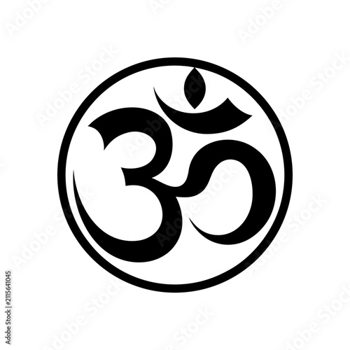 Bild auf Leinwand Illustration of a black om symbol inside of a circle on transparent background