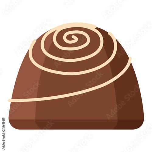 Foto Chocolate Candy with Swirl: A single, decadent chocolate candy truffle with a delicate cream swirl on top, presented in a sweet, isolated treat