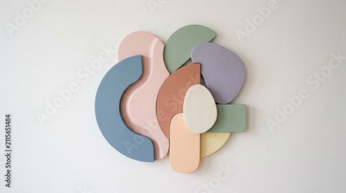 Abstract Pastel Shapes Wall Sculpture for Modern Interior Decor