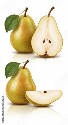Golden Pear Slice: Radiant 3D Render, Warm Light, Crisp Texture, Freshness Captured