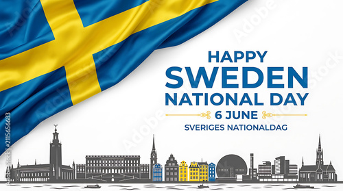 Sweden National Day Flag Illustration