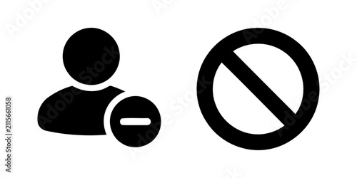 Canvastavla Black prohibition icon with person silhouette and minus sign
