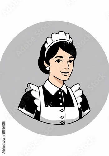 Classic Maid Icon: Cheerful & Clean Retro Style Illustration