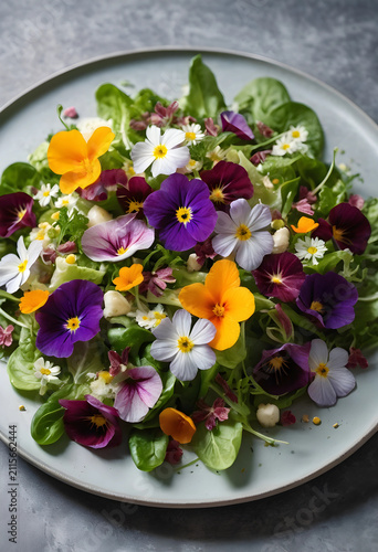 Fresh green salad with colo...