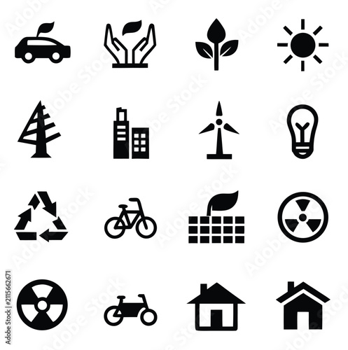 Carbon Footprint Reduction Line Icon Set Editable Stroke Vector