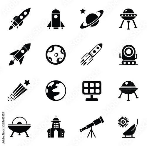Commercial Space Tourism Line Icon Set Editable Stroke Vector