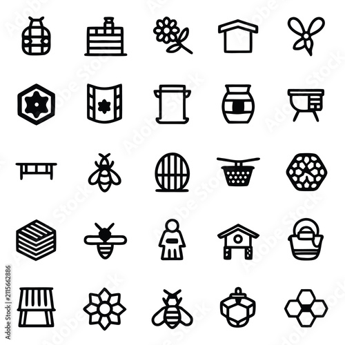 Smart Beekeeping Technology Line Icon Set Editable Stroke Vector Illustration