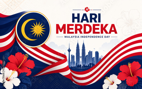 Malaysia Independence Day Background Design. Translation :  Happy Independence Day. August 31.