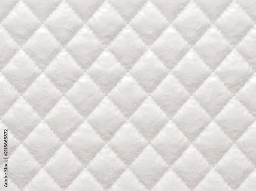 Obraz premium A close-up view of a pristine white quilted fabric with a diamond pattern, showcasing soft texture and even stitching.