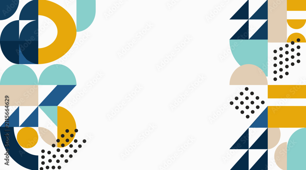 Obraz premium Abstract geometric pattern background featuring bold circles and triangles in modern style