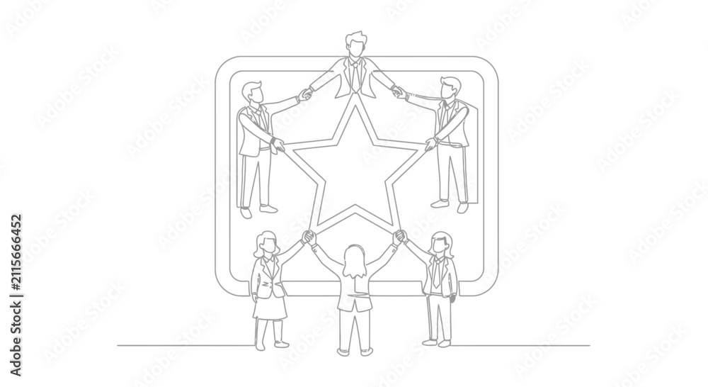 Fototapeta premium teamwork concept with people holding hands around star