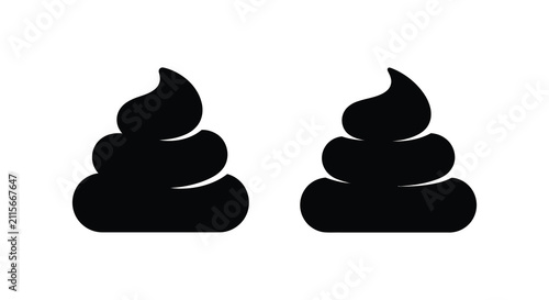 Two Black Pile Shapes On White Background Simplified Silhouette Illustration excrement feces