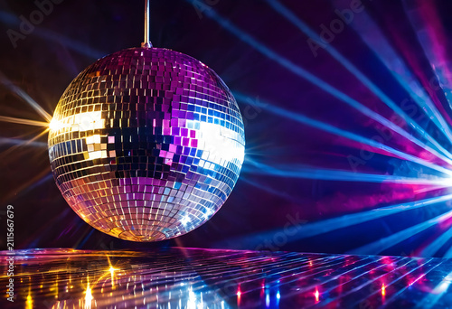 Shiny disco ball reflecting...
