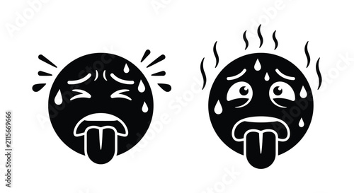 Фотография Two Black Silhouette Icons Of Faces With Distressed Expressions And Extended Ton