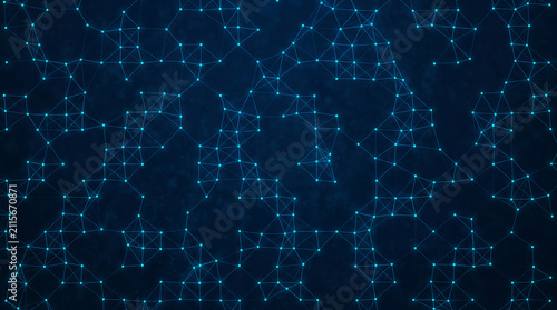 Abstract digital network background with glowing blue plexus lines and dots representing global connectivity artificial intelligence big data science technology and neural communication.