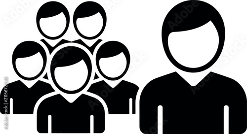 Foto Group of five people icon with one separate person silhouette