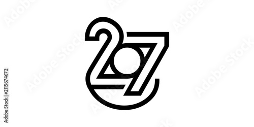 Abstract logo with numbers 2 and 7, modern design, graphic element