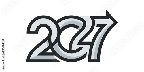 Abstract number 227 logo design with arrow, digital concept