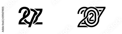 Abstract Numbers 2027 Design, Modern Typography, Graphic Element