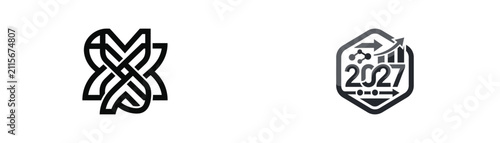 Abstract symbol and futuristic year 2027 logo with growth chart icon
