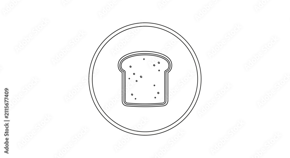 Fototapeta premium Simple Slice of Bread Icon - Minimalist Food Graphic
