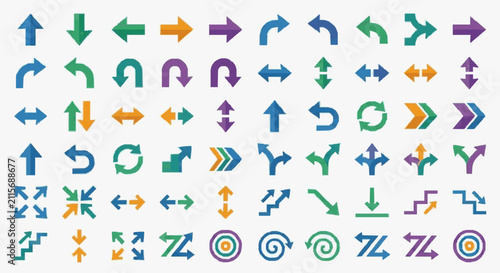 Sleek Modern Colorful Arrow Icons Set for UI Design Web Development and App Interface Graphics with high quality professional line art symbols for modern creative design and digital branding projects
