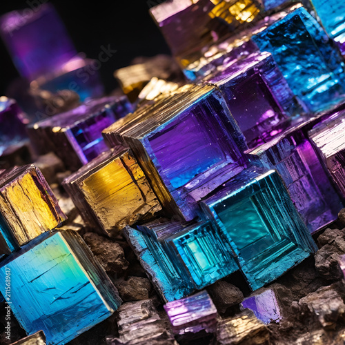 A bunch of colorful glass blocks