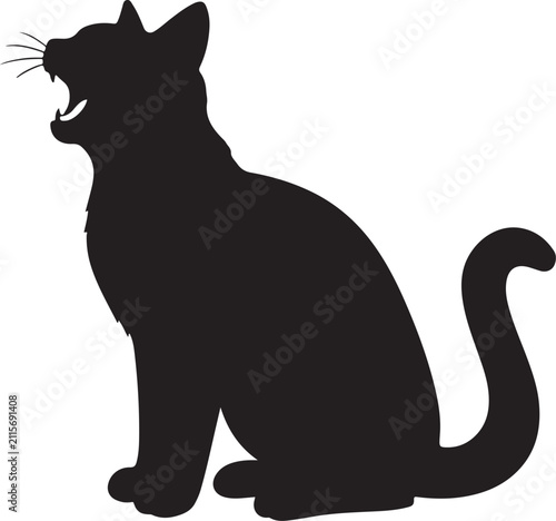 Canvas Print Cat meowing feline silhouette vector