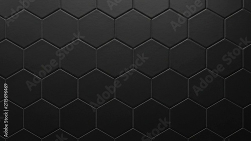Dark black hexagonal tiles pattern for wall background