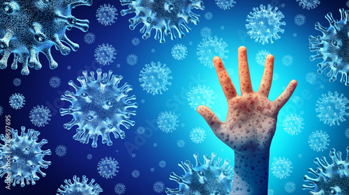 Quadro su tela Rising measles cases linked to declining vaccination rates illustrating the spre