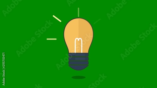 Flat Animated Light Bulb Idea Icon Motion Background Loop
