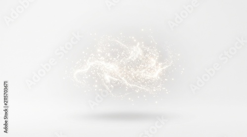 Magical glowing dust particle cluster isolated on transparent background, fantasy light effect with sparkling powder for creative design, mystical atmosphere and digital artwork