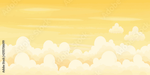 Canvastavla Pastel yellow sky background with soft clouds background atmosphere minimalist g