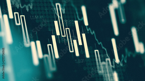 Business chart showing stock exchange trading trends and patterns on digital screen