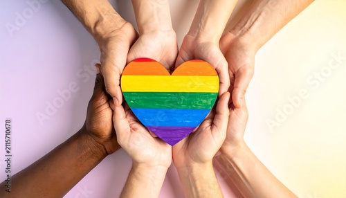 United Hands Holding Rainbow Heart