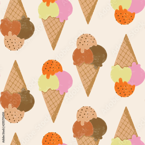 Ice cream treat seamless vector pattern