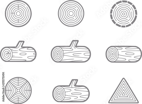 Foto Una colección de varios troncos de madera y patrones de sección transversal most