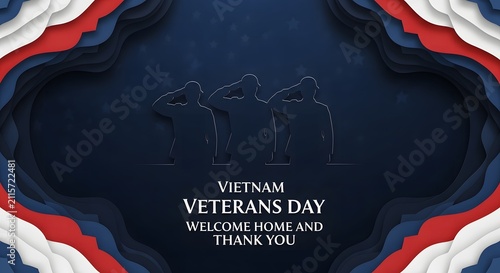 Vietnam Veterans Day greeting card with layered paper art design.