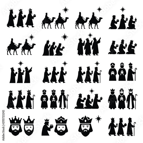 Foto Nativity scene icons of the three wise men with nativity christmas religion chri