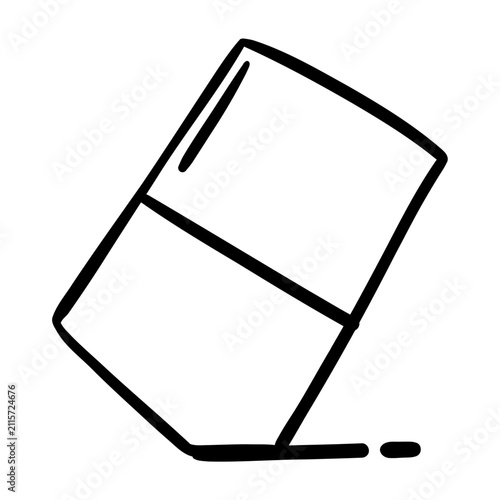 Hand drawn outline eraser icon isolated on white background.