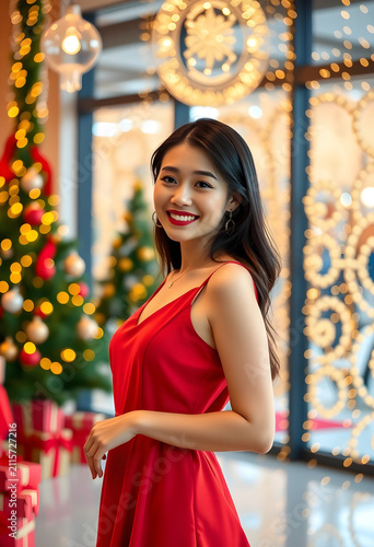 Smiling young asian woman i...