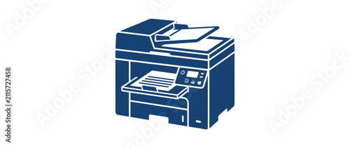 Foto Office Multifunction Printer Icon, Blue Silhouette
