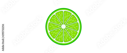 Foto Vibrant Green Citrus Fruit Slice Isolated