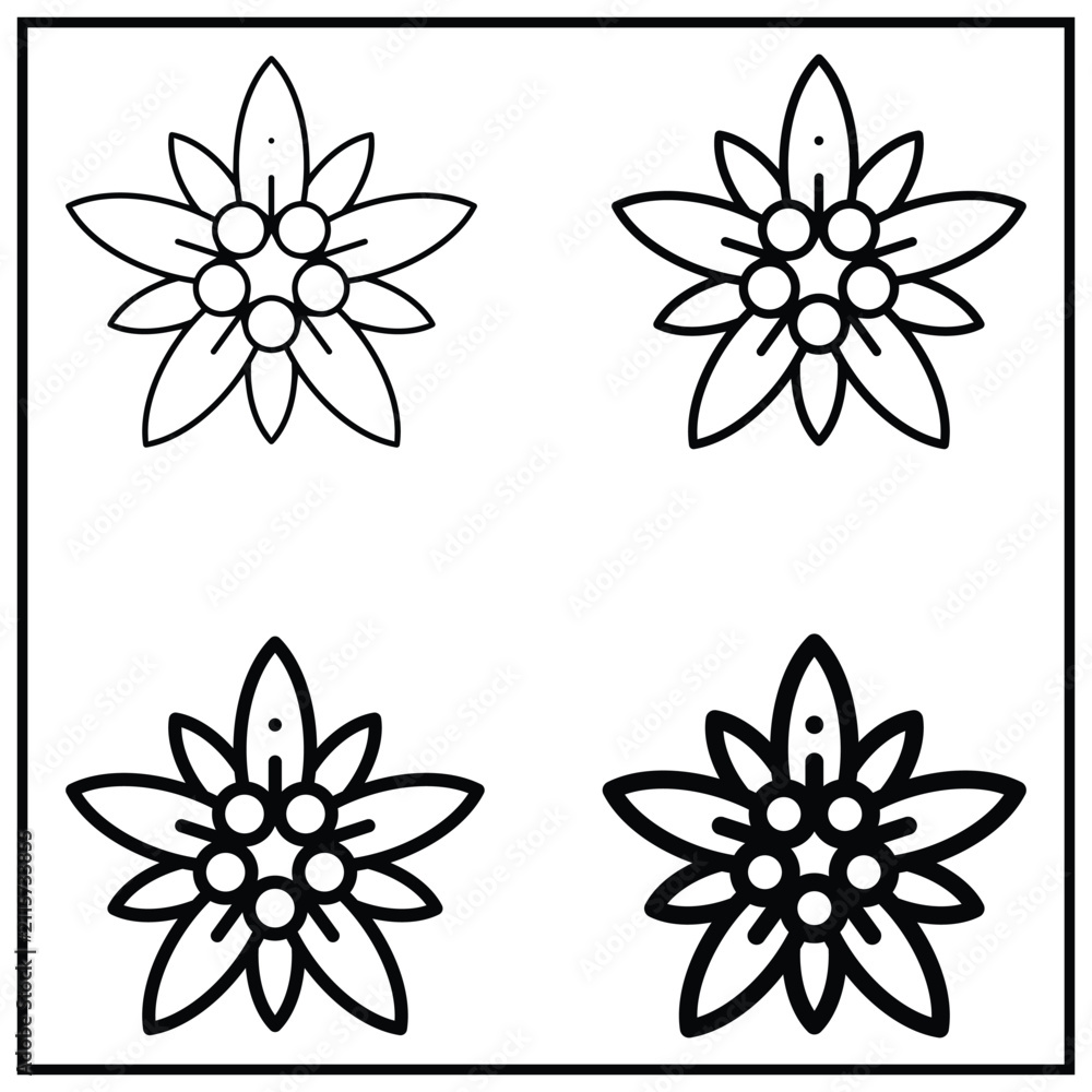 Obraz premium Edelweiss silhouette illustration Design Edelweiss silhouette icon