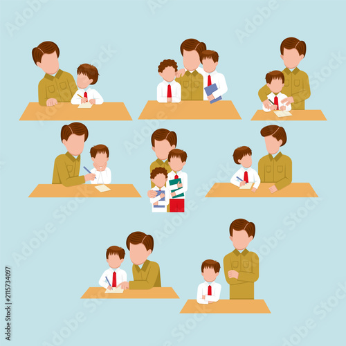 Quadro su tela Indonesian Elementary School Student And Teacher