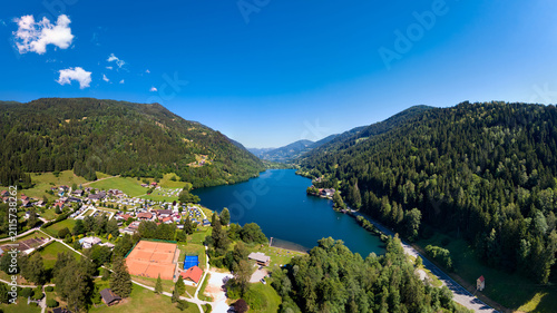 Afritzer See Lake Surrounded by Alpine Mountains in Carinthia, Austria