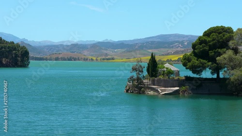 Casa del Ingeniero overlooking the Guadalhorce Reservoir near Caminito del Rey in Andalusia, Spain