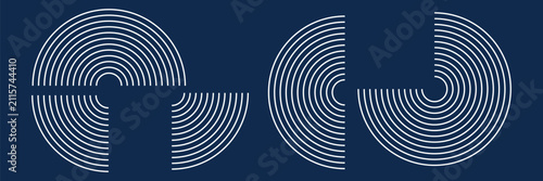 Canvas Print Abstract dark blue background with geometric half circles forming a wavy pattern