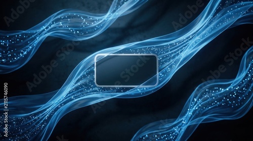 Futuristic Smartphone Surrounded by Glowing Blue Energy Streams.
